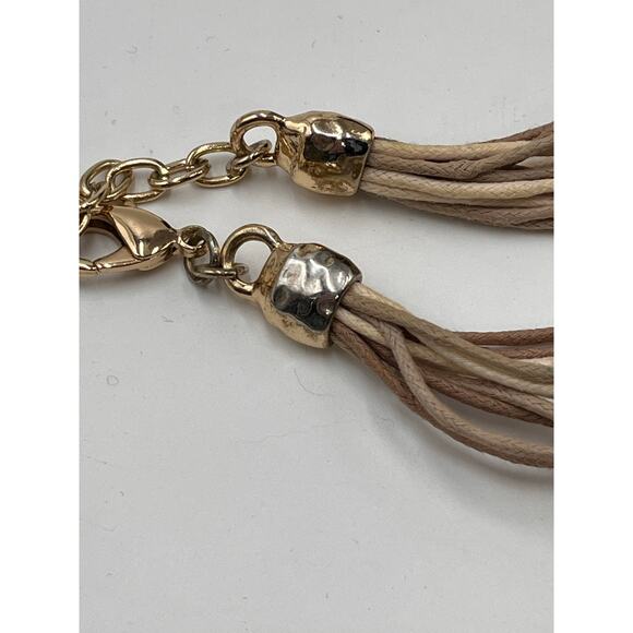 St. Thomas Mixed Metal Multi Strand Beaded Silk Cord Statement Necklace - Picture 8 of 10